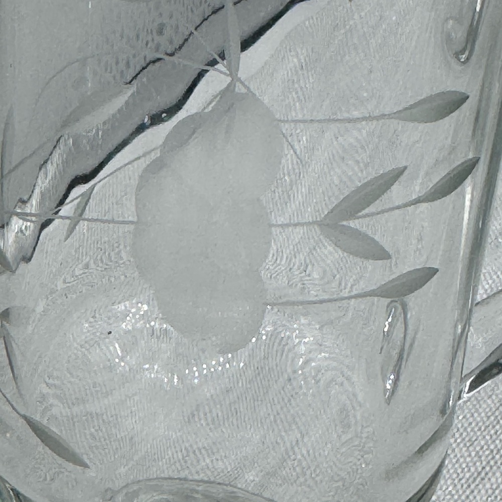 Princess House Heritage Crystal Irish coffee Mug Floral Etch Footed 8oz #504 - Picture 3 of 7